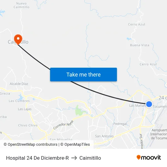 Hospital 24 De Diciembre-R to Caimitillo map