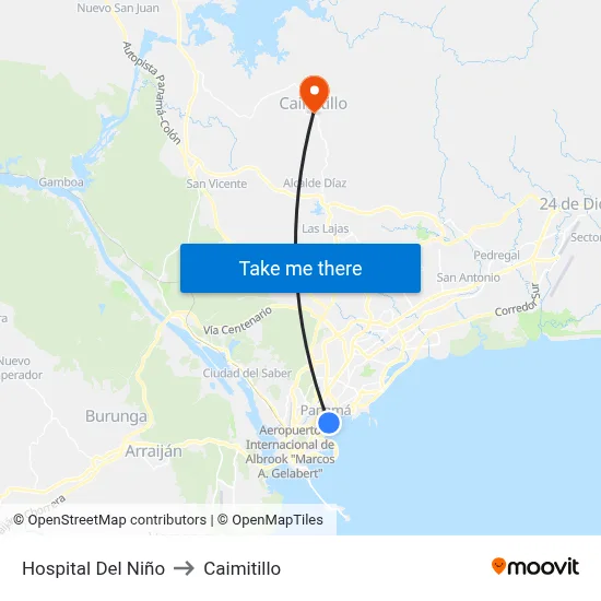 Hospital Del Niño to Caimitillo map