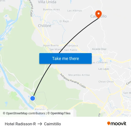 Hotel Radisson-R to Caimitillo map