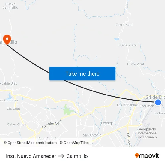 Inst. Nuevo Amanecer to Caimitillo map