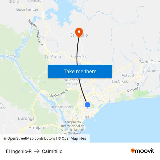 El Ingenio-R to Caimitillo map