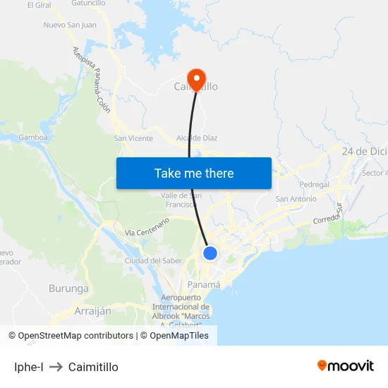 Iphe-I to Caimitillo map