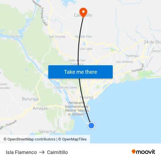 Isla Flamenco to Caimitillo map
