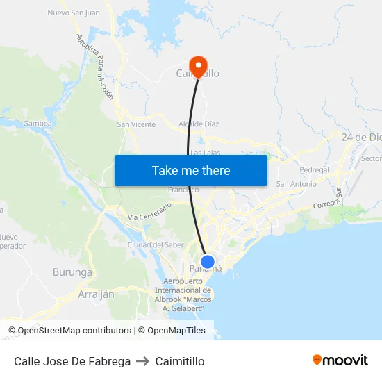 Calle Jose De Fabrega to Caimitillo map