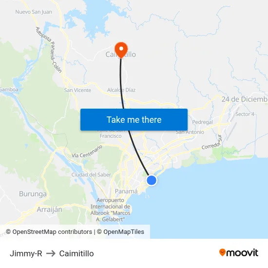 Jimmy-R to Caimitillo map