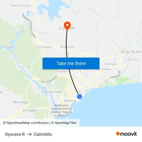 Kyocera-R to Caimitillo map