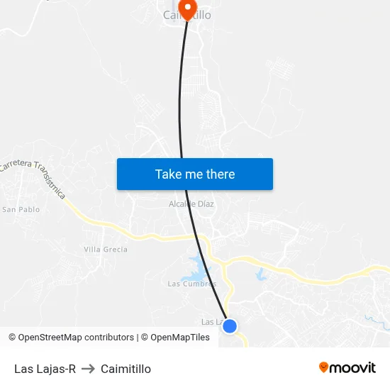 Las Lajas-R to Caimitillo map