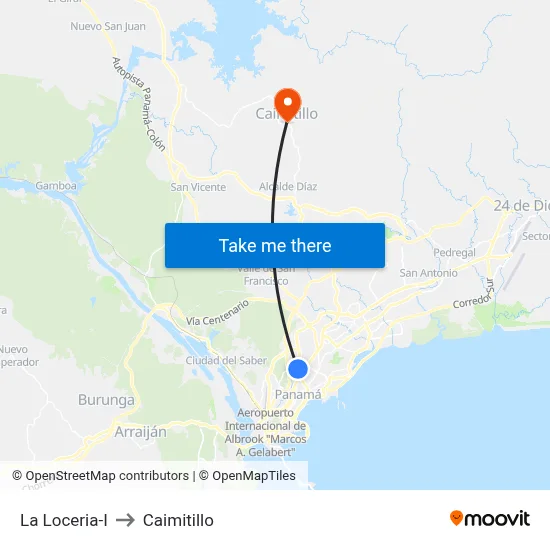 La Loceria-I to Caimitillo map