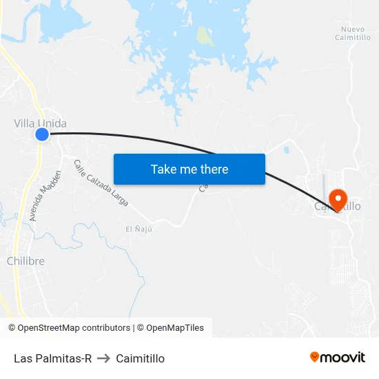 Las Palmitas-R to Caimitillo map