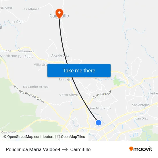 Policlinica Maria Valdes-I to Caimitillo map