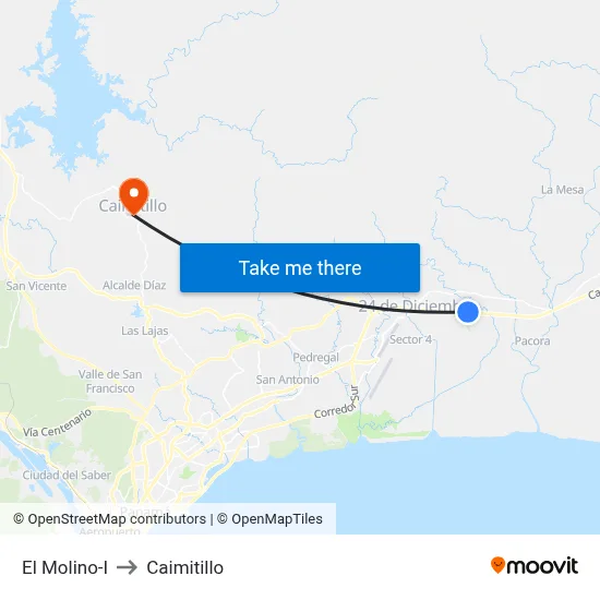 El Molino-I to Caimitillo map