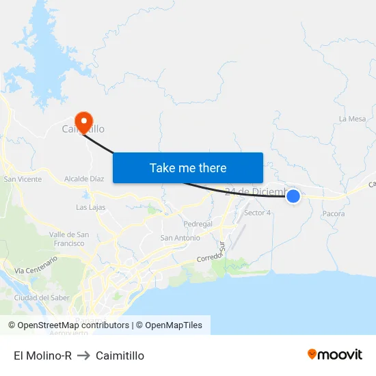 El Molino-R to Caimitillo map