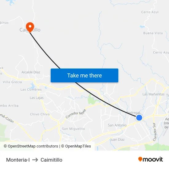 Monteria-I to Caimitillo map