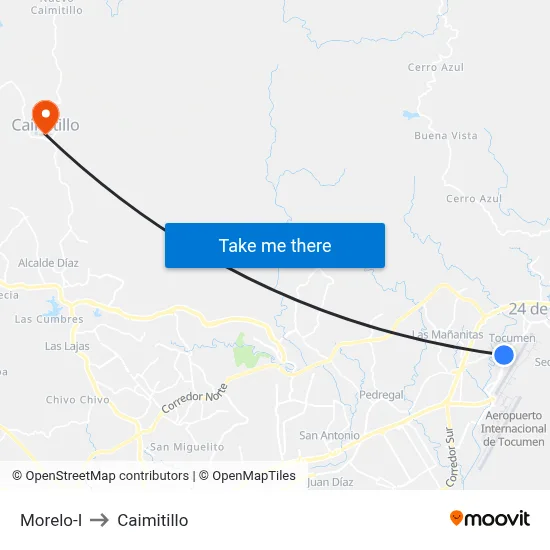 Morelo-I to Caimitillo map