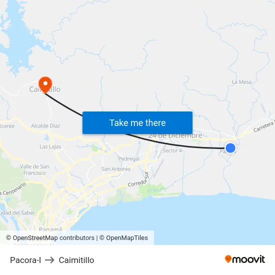 Pacora-I to Caimitillo map