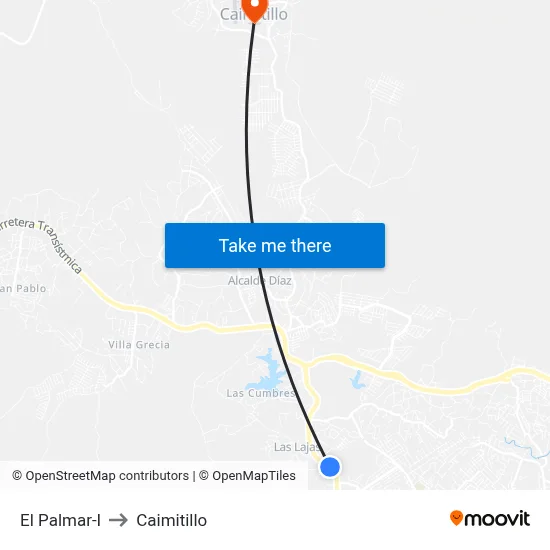 El Palmar-I to Caimitillo map