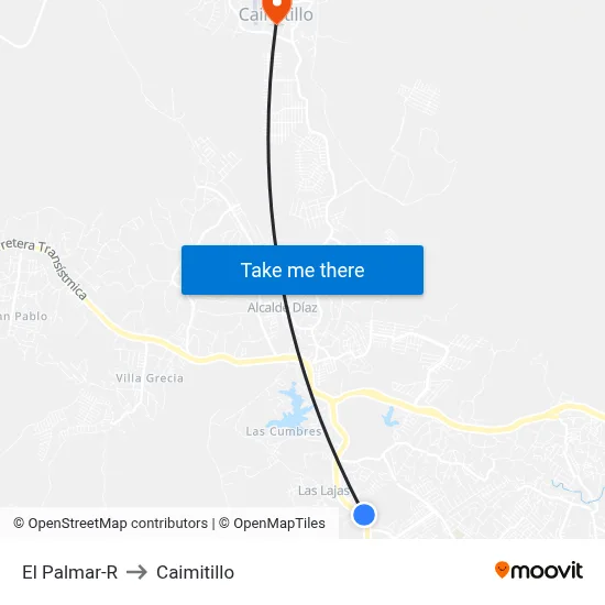 El Palmar-R to Caimitillo map