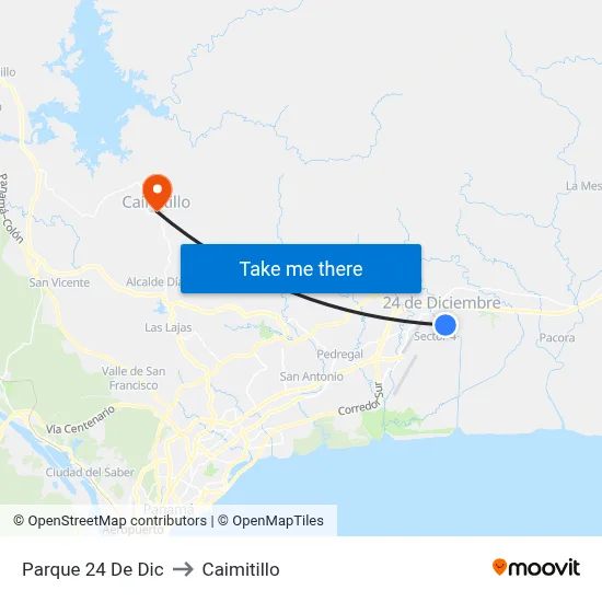 Parque 24 De Dic to Caimitillo map