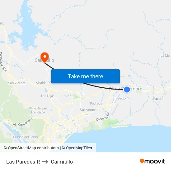 Las Paredes-R to Caimitillo map
