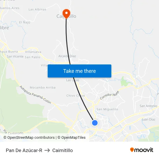 Pan De Azúcar-R to Caimitillo map