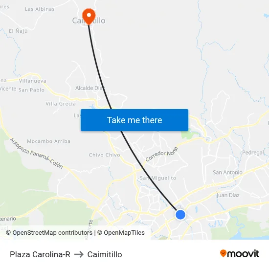 Plaza Carolina-R to Caimitillo map