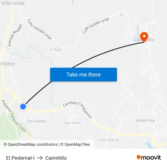 El Pedernal-I to Caimitillo map