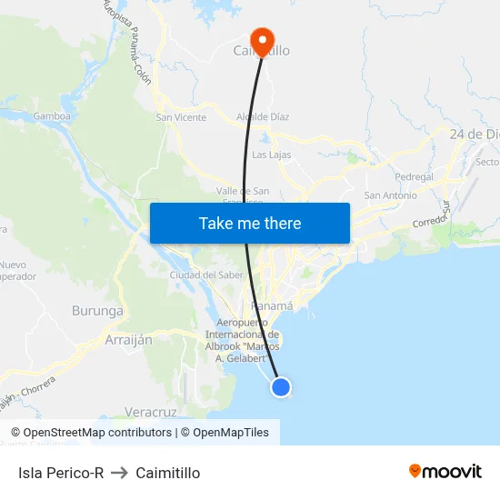 Isla Perico-R to Caimitillo map
