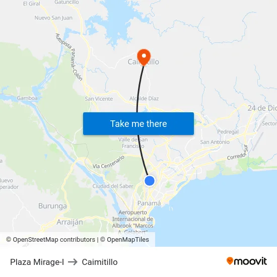 Plaza Mirage-I to Caimitillo map