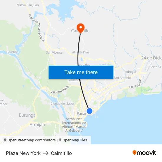 Plaza New York to Caimitillo map