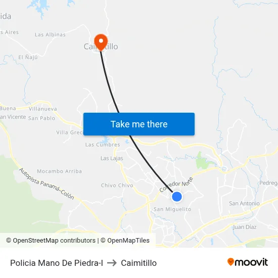Policia Mano De Piedra-I to Caimitillo map