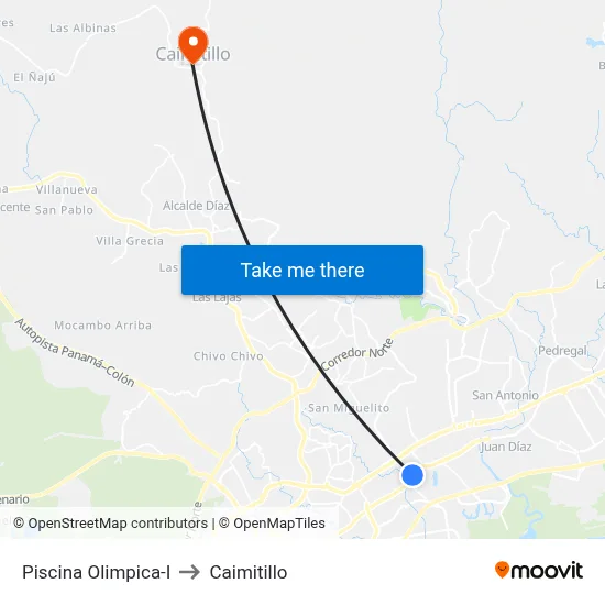 Piscina Olimpica-I to Caimitillo map