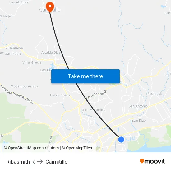 Ribasmith-R to Caimitillo map