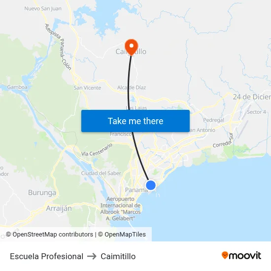 Escuela Profesional to Caimitillo map