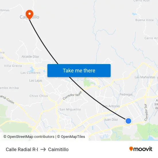 Calle Radial R-I to Caimitillo map