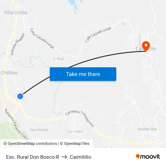 Esc. Rural Don Bosco-R to Caimitillo map
