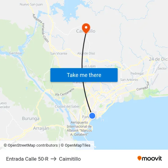 Entrada Calle 50-R to Caimitillo map