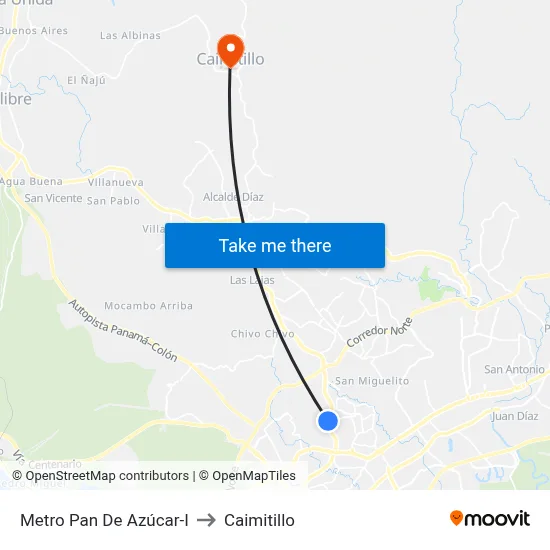 Metro Pan De Azúcar-I to Caimitillo map