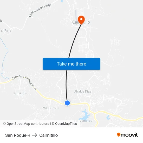 San Roque-R to Caimitillo map