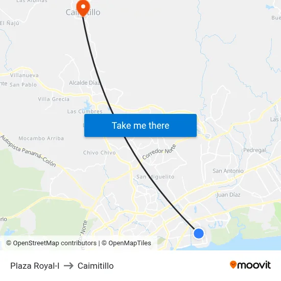 Plaza Royal-I to Caimitillo map