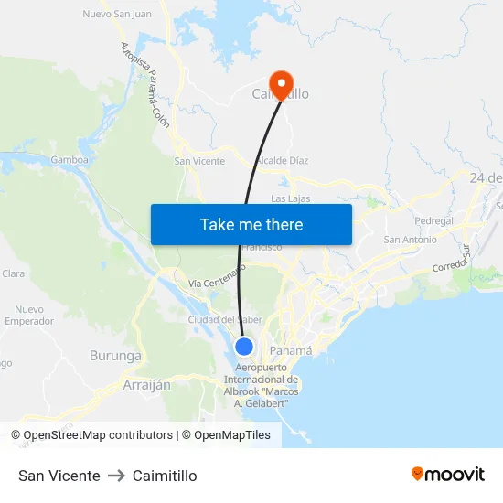 San Vicente to Caimitillo map