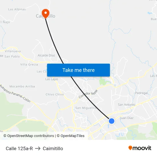 Calle 125a-R to Caimitillo map