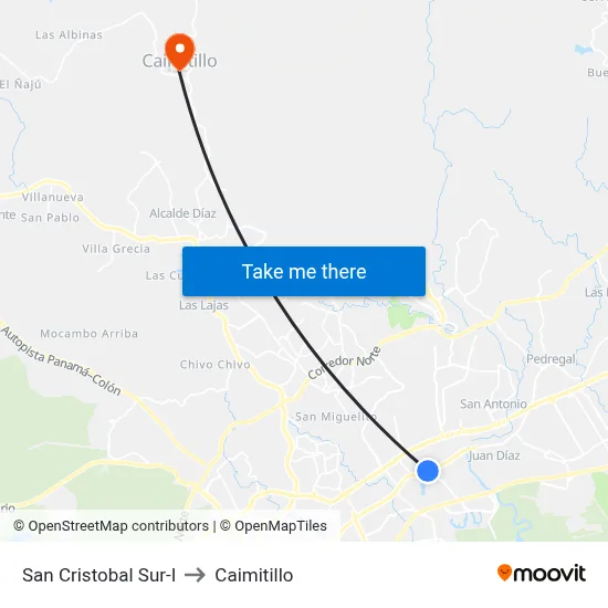 San Cristobal Sur-I to Caimitillo map