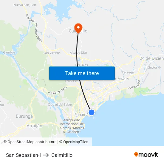 San Sebastian-I to Caimitillo map