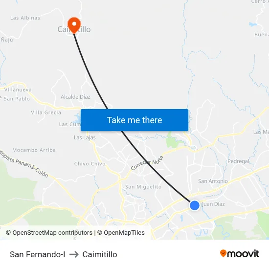 San Fernando-I to Caimitillo map
