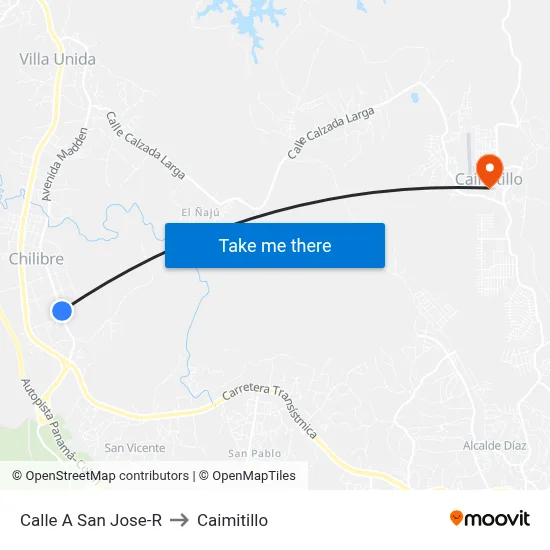 Calle A San Jose-R to Caimitillo map