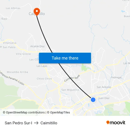 San Pedro Sur-I to Caimitillo map
