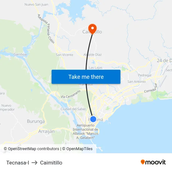 Tecnasa-I to Caimitillo map