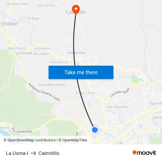 La Usma-I to Caimitillo map