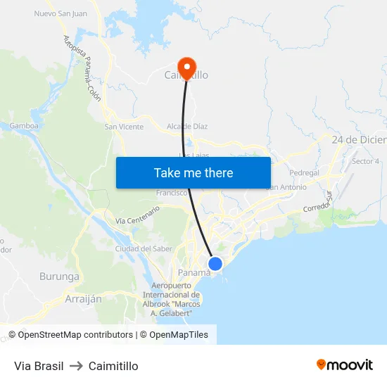 Via Brasil to Caimitillo map