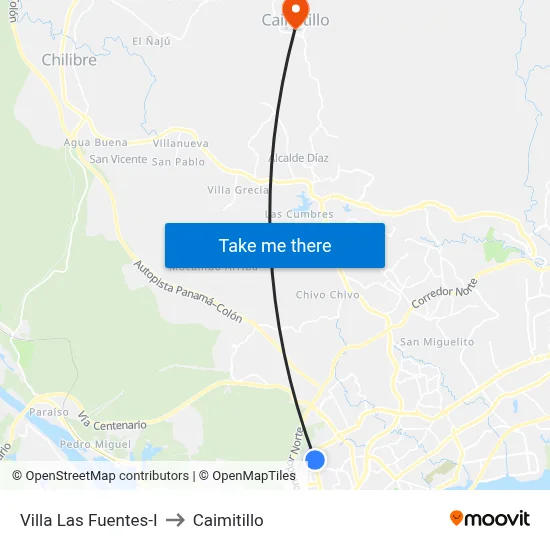 Villa Las Fuentes-I to Caimitillo map